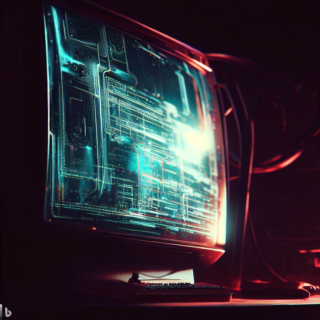 ai generated image with prompt computer monitor, cinematic, digital art